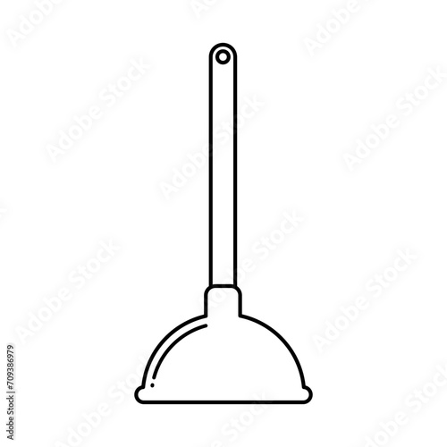 Plumbers plunger icon line drawing graphic in vector