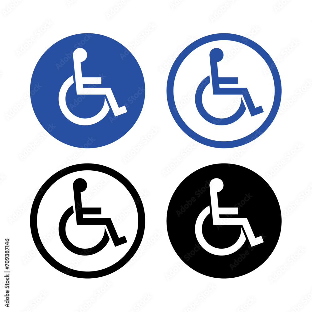 Handicap signage vector wc invalid icon. Disable toilet access wheelchair sign design Stock