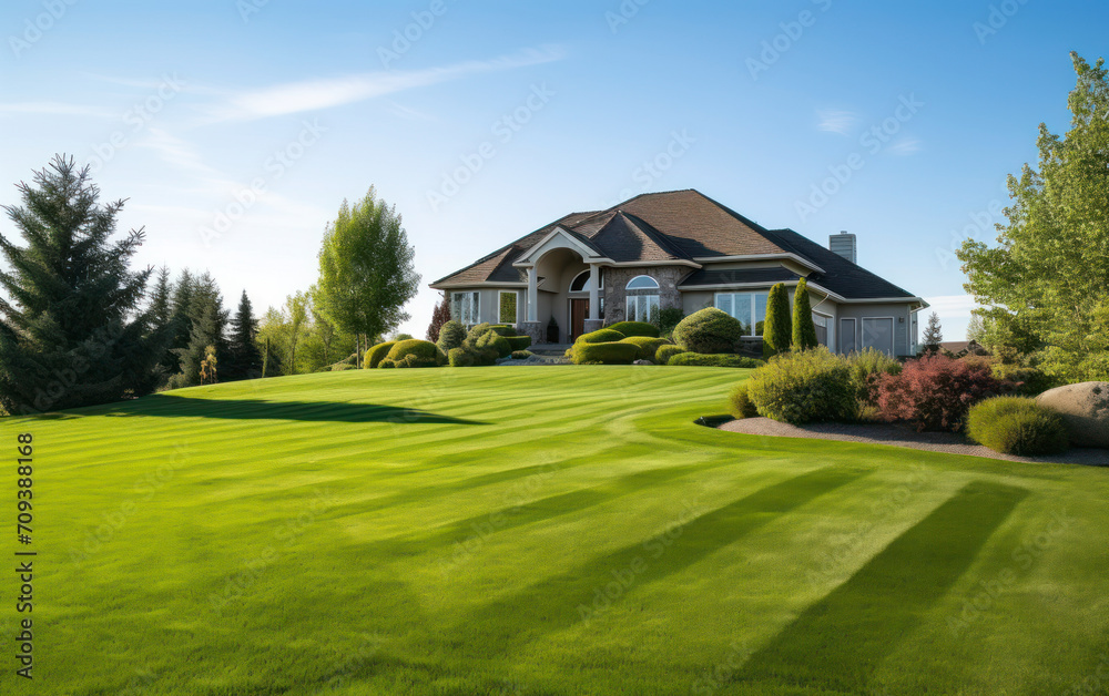 Obraz premium house with lawn and garden