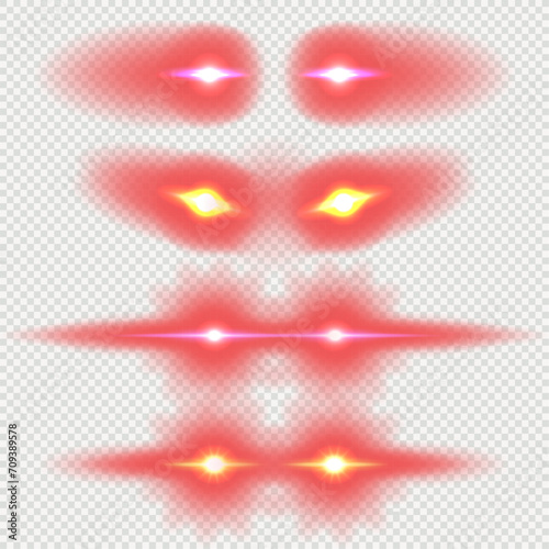 Laser red eyes meme game superhero vector template illustration. Comic red eyes laser red meme overlay.