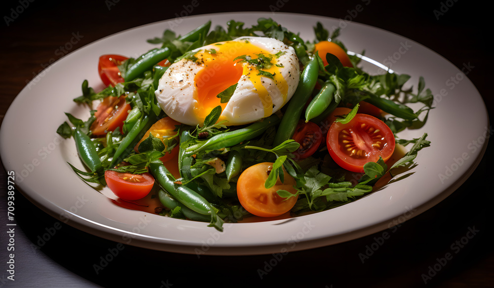 salad with tomato, beans, eggs salad with tomato, beans, eggs