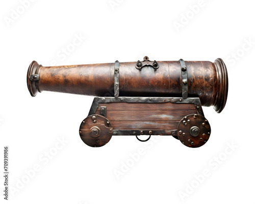 Ancient weathered canon isolated on transparent background