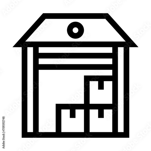 Icono de almacén. Logística, inventario, almacenamiento, distribución de productos. Ilustración vectorial