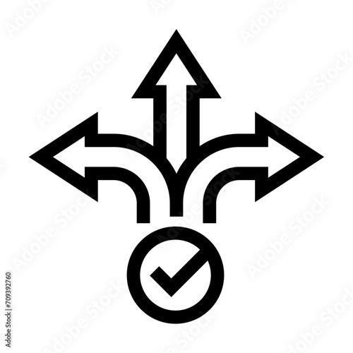 Icono de alternativa. Rutas alternativas, opciones múltiples, cruce de vías. Ilustración vectorial