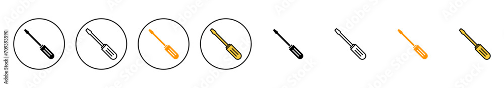 Screwdriver icon set vector. tools sign and symbol - obrazy, fototapety, plakaty 