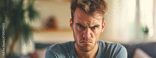 Caucasian Male Disgusted Attractive Backdrop With Copy Space Generative AI