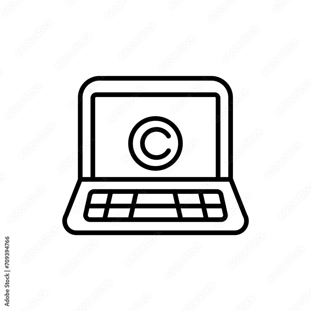 Copyright laptop outline icons, minimalist vector illustration ,simple transparent graphic element .Isolated on white background Copyright laptop outline icons, minimalist vector illustration ,simple transparent graphic element .Isolated on white background