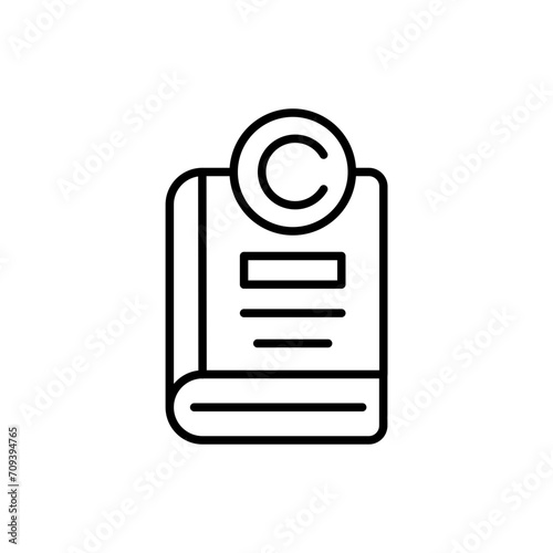 Copyright book outline icons, minimalist vector illustration ,simple transparent graphic element .Isolated on white background