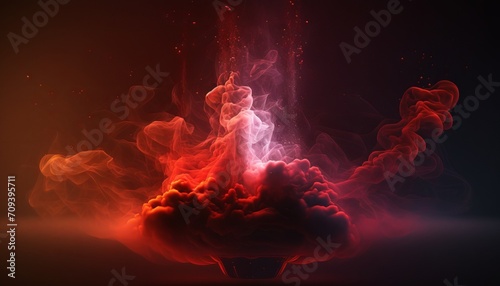 An abstract red background with smoke and fog. 