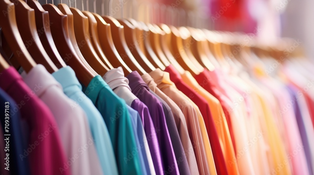 Closeup of a rack of colorful dresses, ready to be worn on the runway. Closeup of a rack of colorful dresses, ready to be worn on the runway.