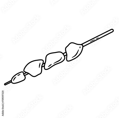 Satay Angkringan in Indonesia Lines style Food Vector Illustration 