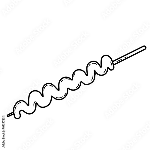 Satay Angkringan in Indonesia Lines style Food Vector Illustration 