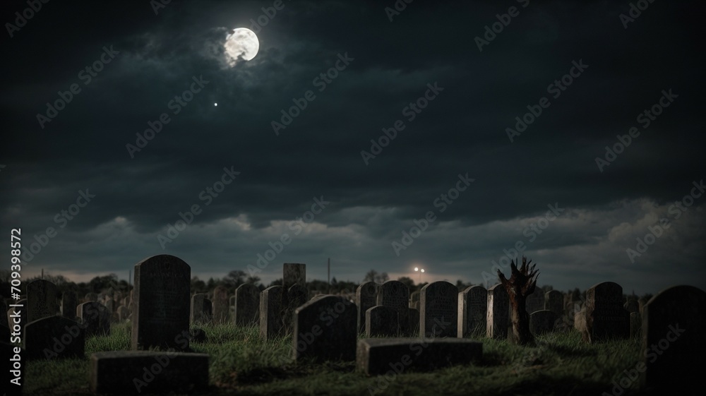graveyard in the night