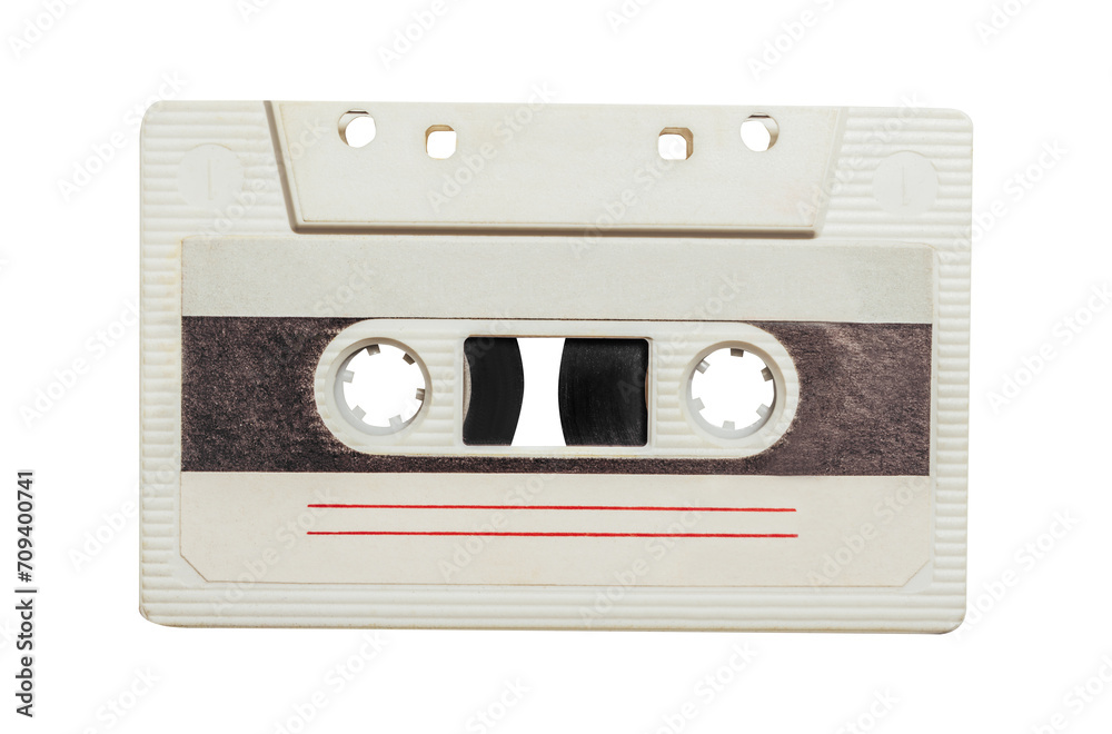 Φωτογραφία Isolated photo of old fashioned, white colored audio tape cassette on white background