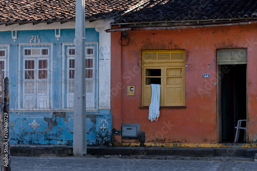 Facade of an old house in Maragogipinho, district of the city of Aratuipe in Bahia. photo