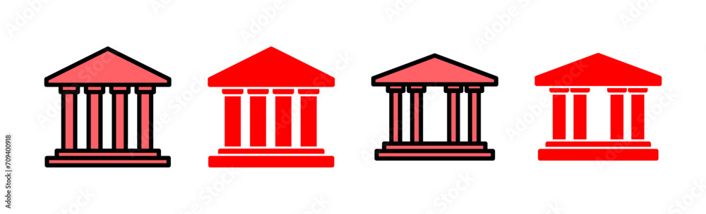 Bank icon set illustration. Bank sign and symbol, museum, university Bank icon set illustration. Bank sign and symbol, museum, university
