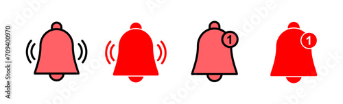 Bell Icon set illustration. Notification sign and symbol for web site design