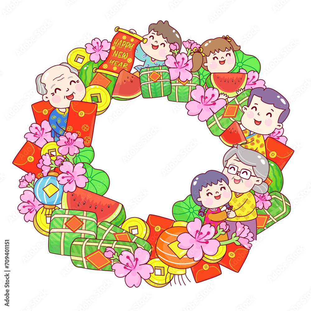 Obraz premium Set Vietnam New Years Vector.