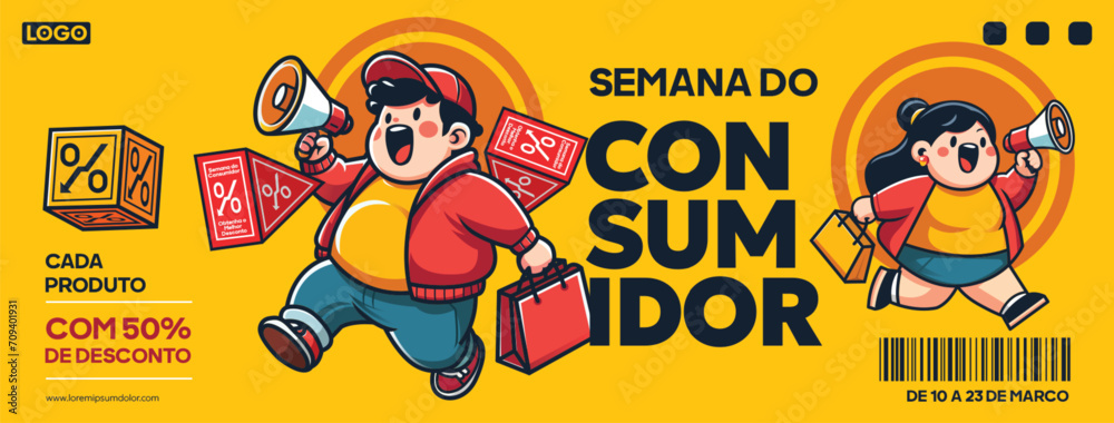 Digital banner design for customer week advertising in Brazilian Portuguese