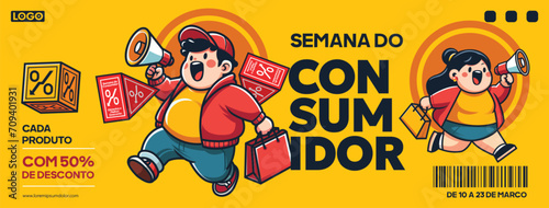 Digital banner design for customer week advertising in Brazilian Portuguese photo