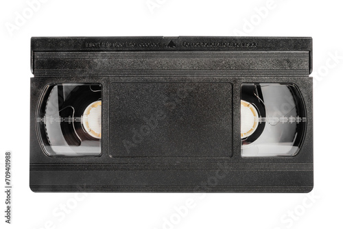 Isolated photo of video tape cassette on white background.