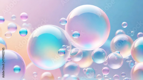 3d illustration colorful water with bubbles transparent color pastel