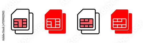 Sim card icon set illustration. dual sim card sign and symbol