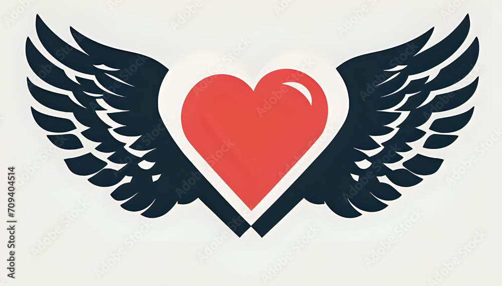 heart with wings design art heart with wings design art