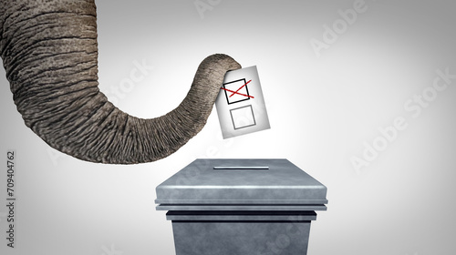 Photos Right wing Conservative vote as an elephant casting a vote at a ballot box repre