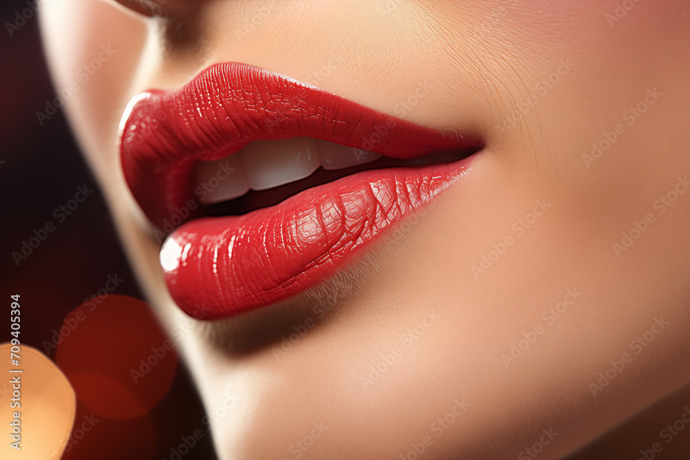 Flamboyant Red Lips, Lips Painted in Stunning Red, Ready for Love and Prominence with Every Elegant Kiss Flamboyant Red Lips, Lips Painted in Stunning Red, Ready for Love and Prominence with Every Elegant Kiss