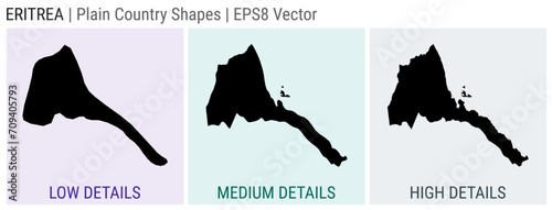 Eritrea - plain country shape. Low, medium and high detailed maps of Eritrea. EPS8 Vector illustration. photo