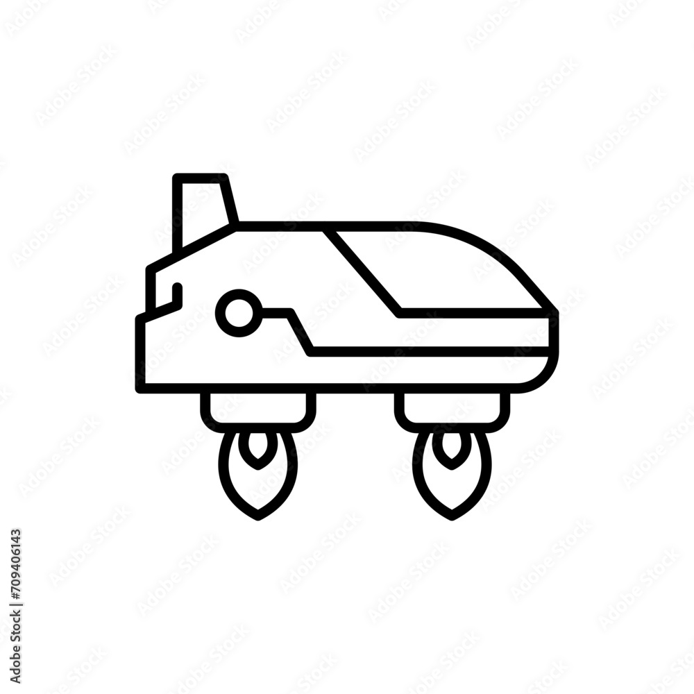 Flying car outline icons, minimalist vector illustration ,simple transparent graphic element .Isolated on white background