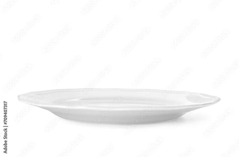 One beautiful grey plate isolated on white One beautiful grey plate isolated on white