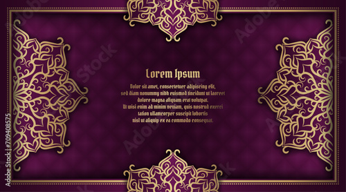 Photography Vintage frame with gold mandala ornament