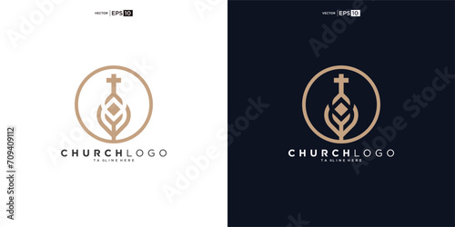 Fototapeta church logo design, inspiration church logo, christian logo symbol illustration