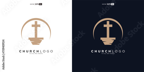 church logo design, inspiration church logo, christian logo symbol illustration. photo
