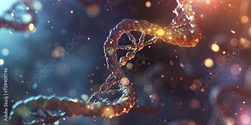 Abstract DNA helix strand. Scientific concept of genetics, biotechnology and research