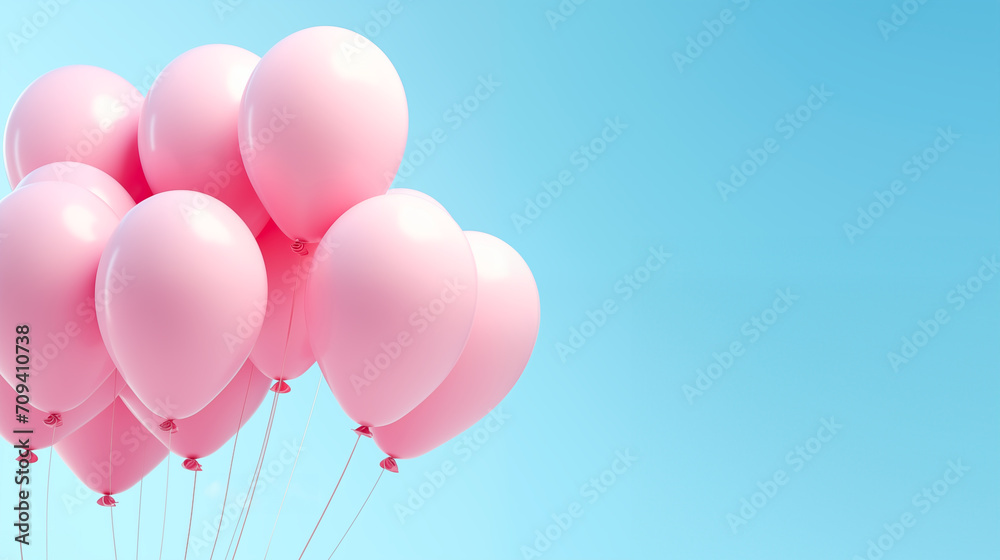 pink balloons flying in the sky