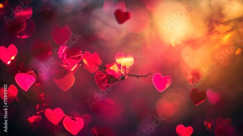 Captivating Valentine's Day Blurred Background with Heartshapes - Abstract Love Art. Generative AI