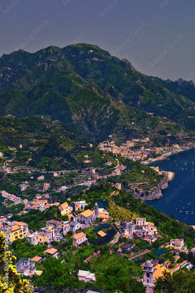Amalfi Coast, coastline along the southern edge of the Sorrentine Peninsula, Campania region. Italy 2023.