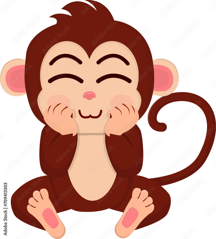 Cute monkey sitting happily Cute monkey sitting happily