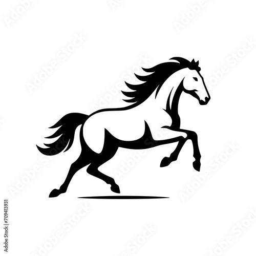 Vector logo of a running horse. black and white professional logo of a horse. can be used a logo, watermark, or emblem. © Rifqi Chandra