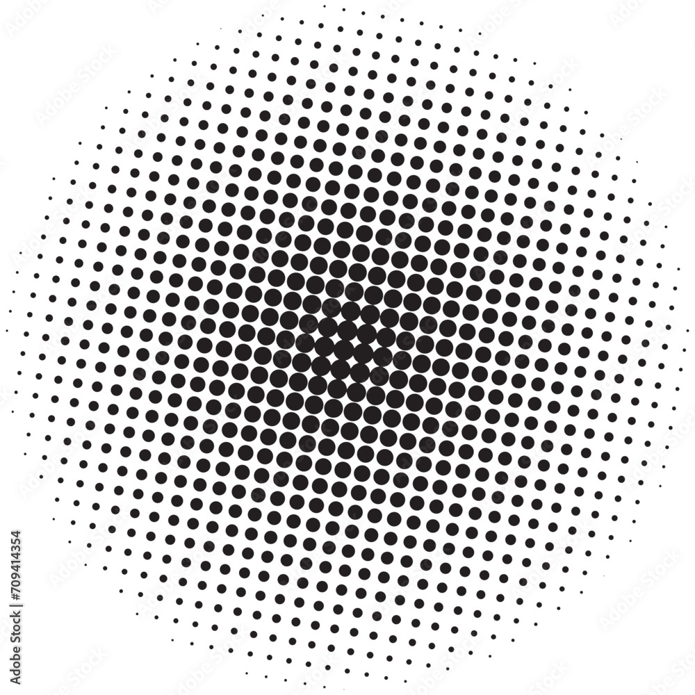 Abstract black gradient halftone shape vector illustration.