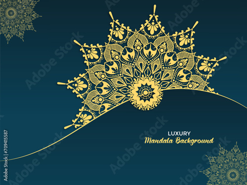 Luxury mandala with abstract background.Beautiful invitation card with floral mandala. Decorative golden floral ornamental mandala