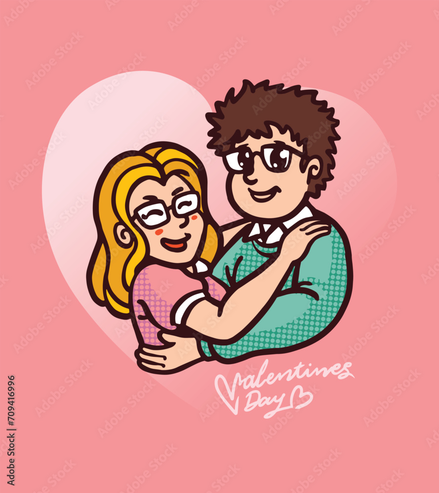 Cute romance in love cartoon illustration vector Cute romance in love cartoon illustration vector