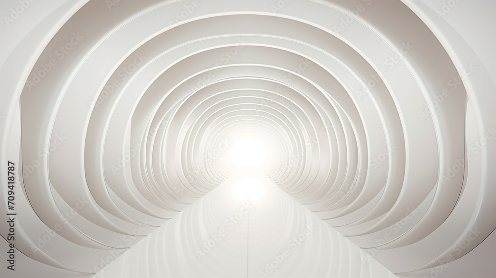 Naklejka premium abstract background with symmetric white shining tunnel futuristic 3d illustration