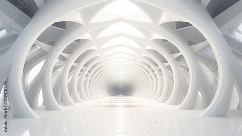 Wallpaper Mural abstract background with symmetric white shining tunnel futuristic 3d illustration Torontodigital.ca