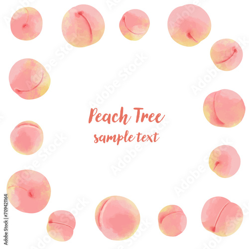 桃・ピーチのスクエアフレームイラスト
