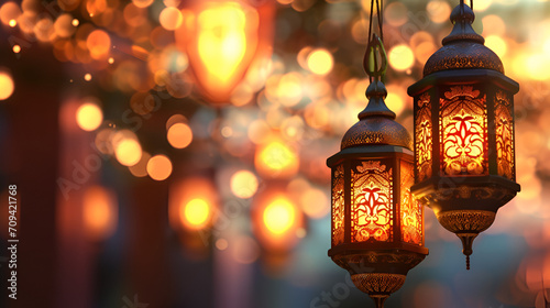 Ramadan Lantern decoration background 3d rendering