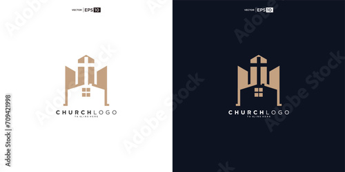 church christian with build shape logo design